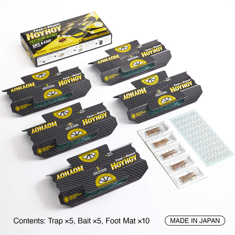 HOY HOY Trap A Roach - Bait Glue Traps, Great for Home with Kids & Pets Indoor, Sticky Pest Control Trap, Roach Killer, Made in Japan 5 Traps 1 - BeesActive Australia