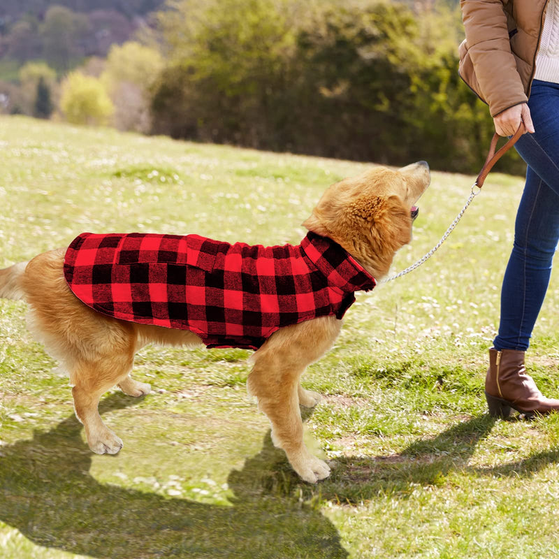 Malier Dog Winter Coat, Classic Plaid Windproof Dog Warm Coat Dog Snow Jacket with Pocket, Cold Weather Dog Winter Clothes Dog Apparel for Small Medium and Large Dogs Red - BeesActive Australia