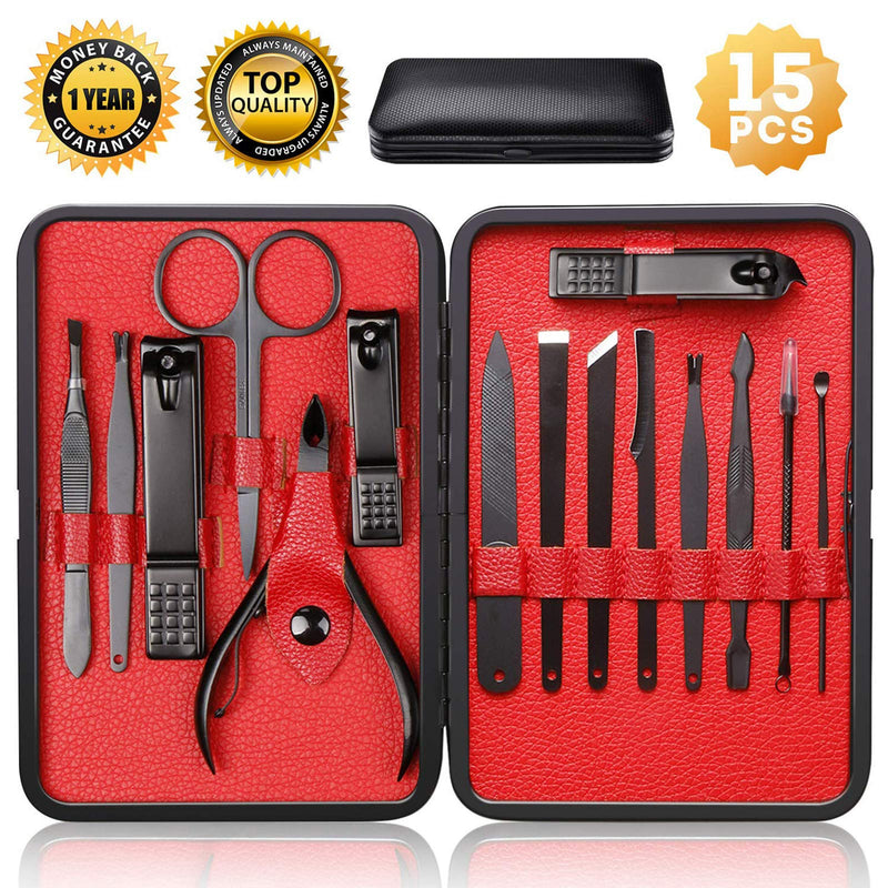 Nail Clippers Sets High Precisio Stainless Steel Nail Cutter Pedicure Kit Nail File Sharp Nail Scissors and Clipper Manicure Pedicure Kit Fingernails & Toenails with Portable stylish case (Black) Red - BeesActive Australia