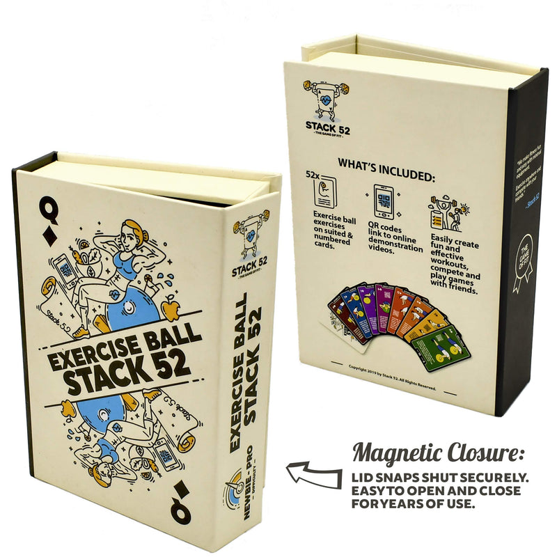 Stack 52 Exercise Ball Fitness Cards. Swiss Ball Workout Playing Card Game. Video Instructions Included. Bodyweight Training Program for Balance and Stability Balls. 2019 Updated Deck - BeesActive Australia