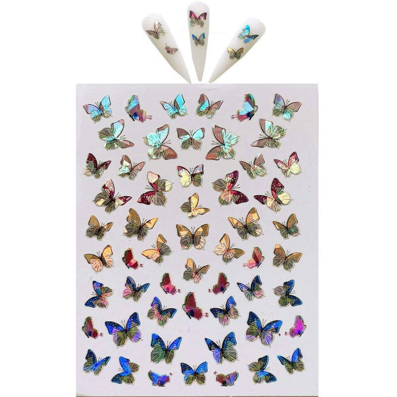 NAIL ANGEL 9sheets Nail Art Adhesive Sticker Sheets Different Laser Color Butterfly Shapes Nail Art Decoration 10215 - BeesActive Australia
