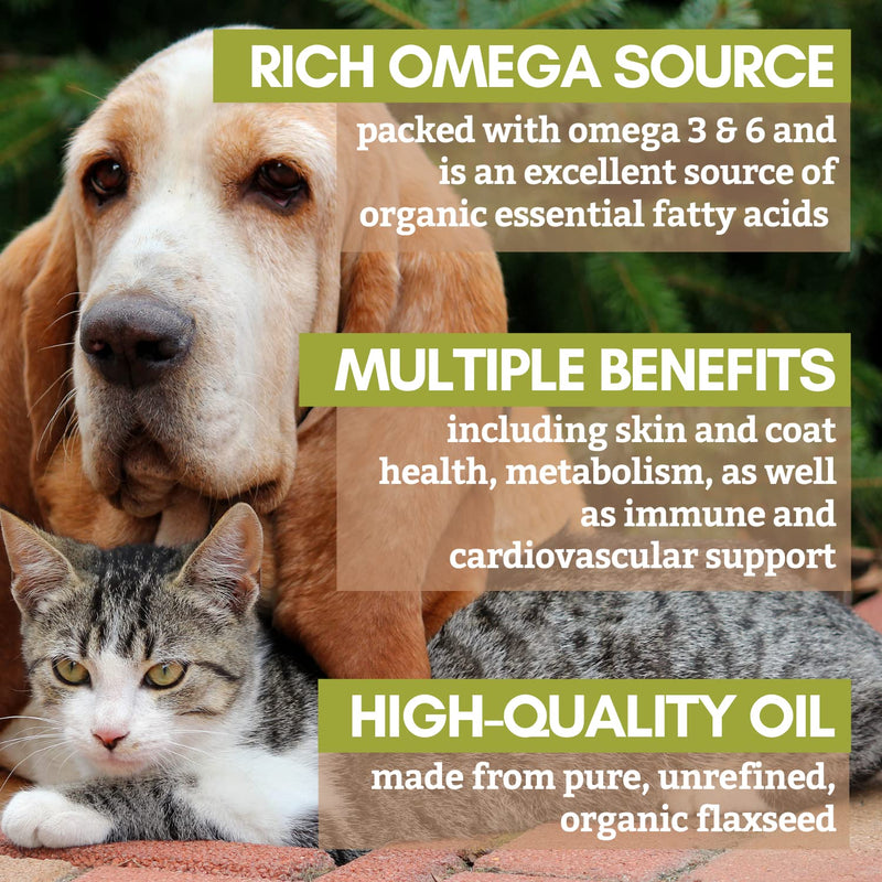 Wholistic Pet Organics Flaxseed Oil: Organic Flaxseed Oil for Dogs - Flax Oil Dog Supplement with Antioxidant Rich Rosemary and Omega 3, 6 Fatty Acids for Cardio, Immune, Skin and Coat Health - 16 Oz - BeesActive Australia