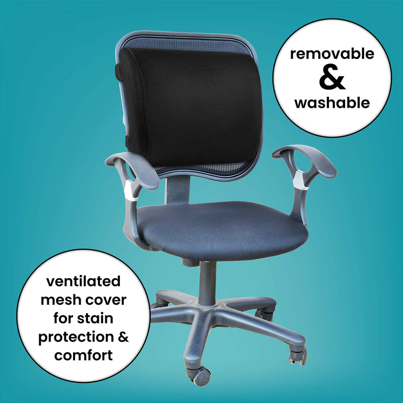 Healthy Spirit Memory Foam Lumbar Support Back Cushion | Back Support for Office Chair Car | Lumbar Support Pillow, Black, 1 Count - BeesActive Australia