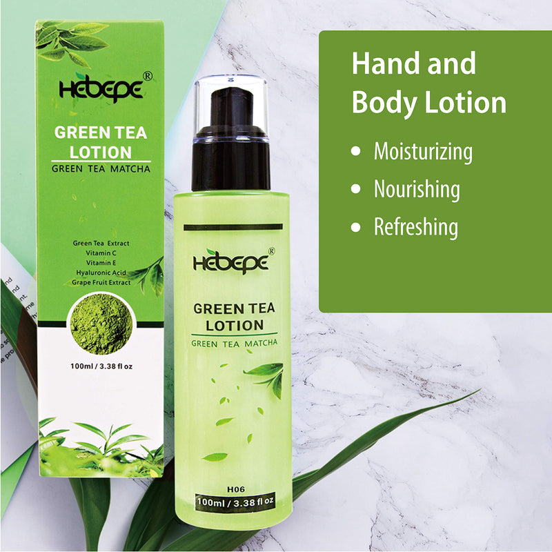 Hebepe Green Tea Matcha Body Lotion, with Hyaluronic Acid, Vitamin C, Vitamin E, Marsh Mallow, and Grapefruit Extract, Refreshing, Moisturizing, Nourishing, and Lasting Hydration, 100ml - BeesActive Australia