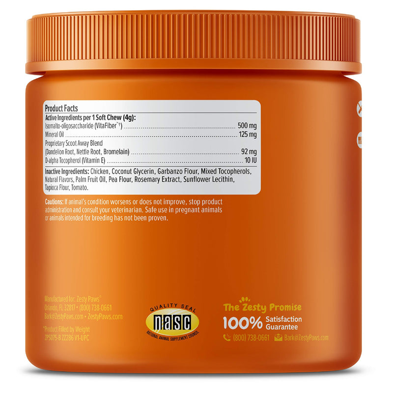 Zesty Paws Scoot Away Soft Chews for Dogs - with Bromelain Enzymes, Vita Fiber & Dandelion Root – for Gut Health & Support for Normal Bowel Movement Chicken 90 Count - BeesActive Australia