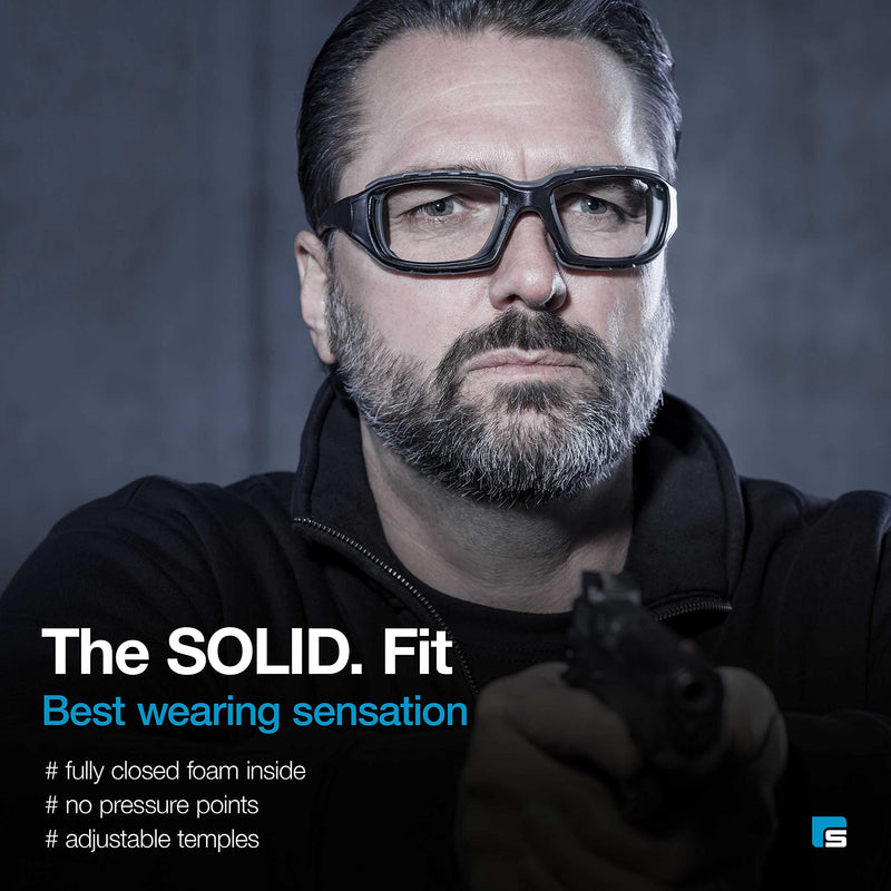 Solid. Shooting Glasses with Interchangeable Temples & Strap | Shooting eye Protection with Ballistic Impact Protection | Anti-Fog, Scratch-Resistant and UV-Protective Glasses | For Men & Women - BeesActive Australia