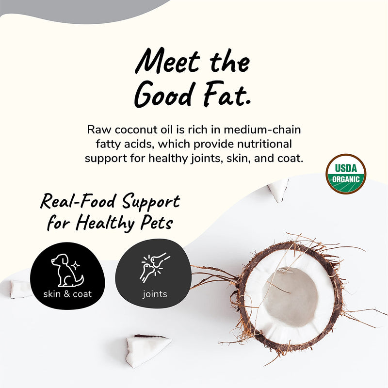 kin+kind Organic Raw Coconut Oil Pet Supplement - Skin and Coat Support for Dogs and Cats - Safe, Natural Formula with Unprocessed, Cold Pressed Extra Virgin Coconut Oil - Mixed in The USA Medium - BeesActive Australia