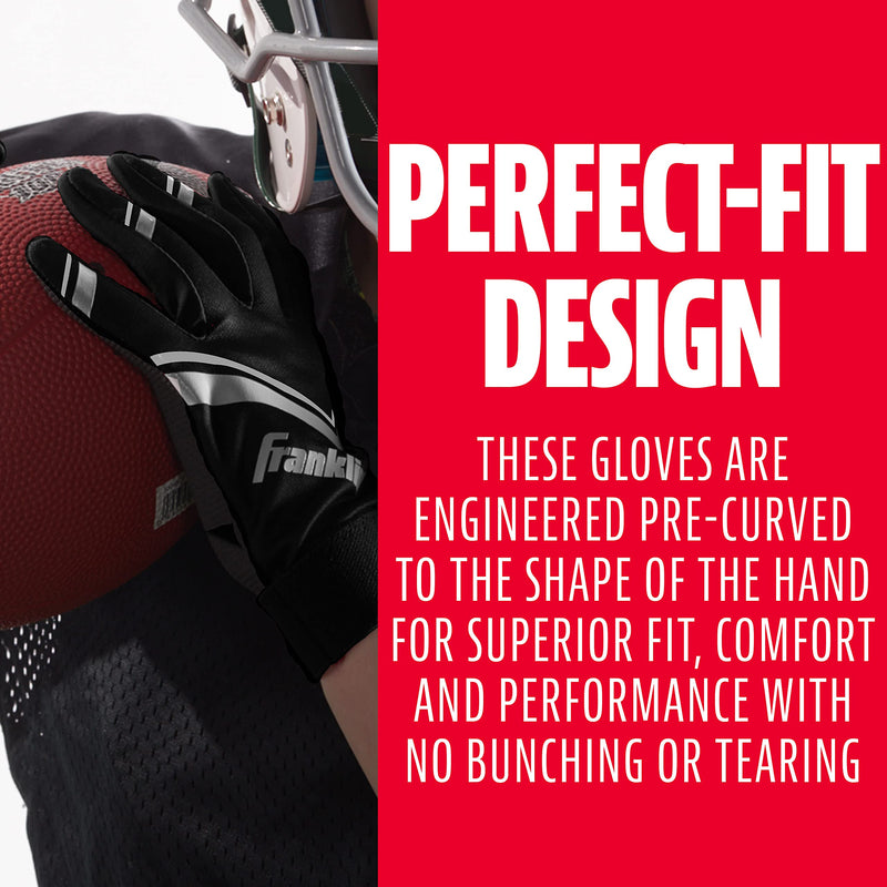 Franklin Sports Youth Football Receiver Gloves - Shoktak Youth Gloves - Kids Football Receiver Gloves - High Grip Football Gloves for Kids Youth Large Black/White - BeesActive Australia