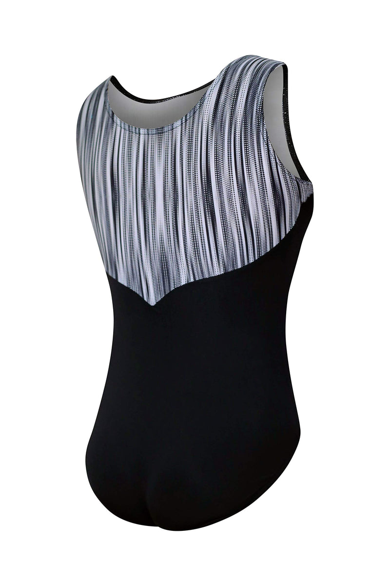 Gymnastics Leotards for Girls, Various Colors and Sizes- Adult, Child, Toddler 9-10Y (AXS) Abstract Vertical Lines Black and White - BeesActive Australia