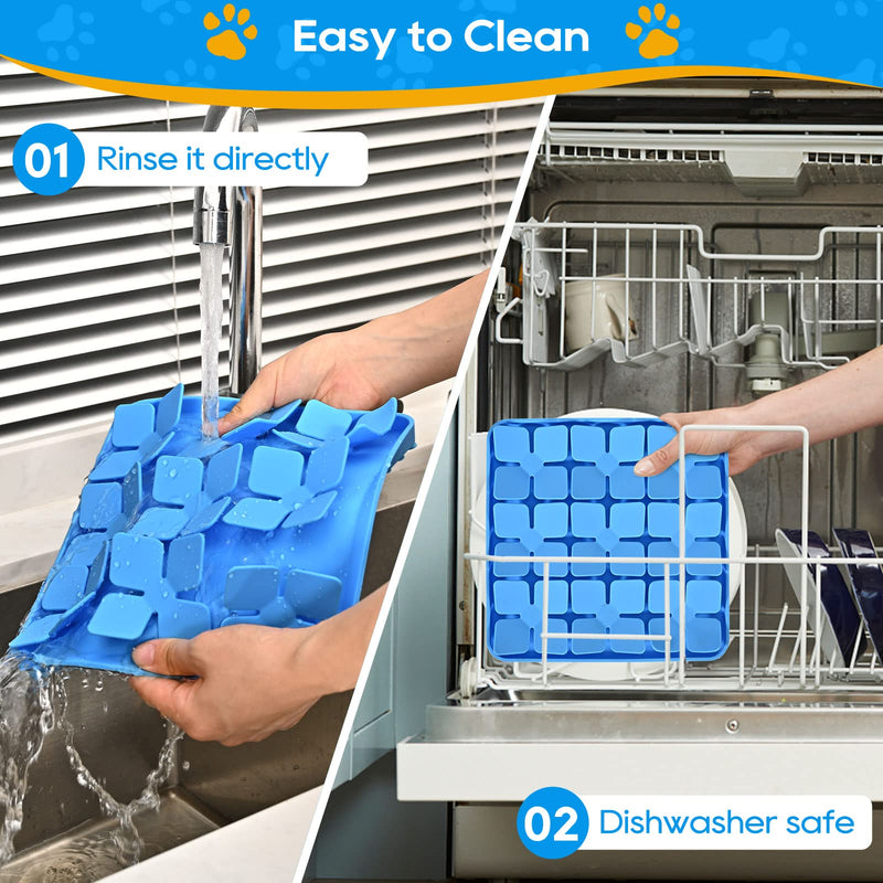 OurMiao Silicone Snuffle Mat for Dogs, Slow Feeder Dog Bowls Cat Bowl, Dog Sniff Mat Treat Mat Puzzle Bowl for Smell Training Slow Eating Blue - BeesActive Australia