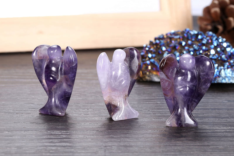 CrystalTears Natural Amethyst Crystal Pocket Guardian Angel, 1.5" Reiki Healing Crystal Gift for Christmas - BeesActive Australia