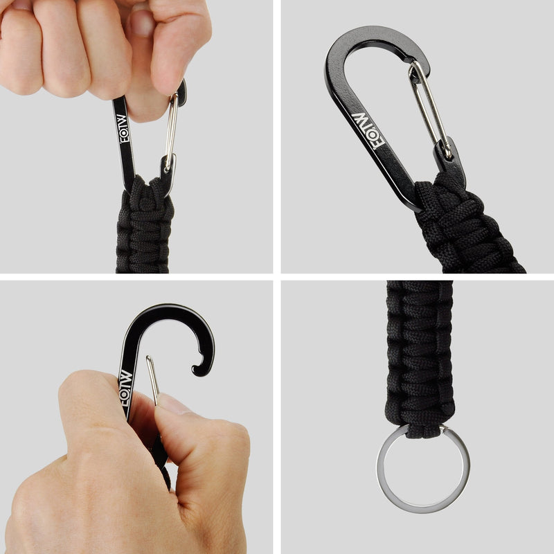EOTW Paracord Keychain with Carabiner Heavy Duty Key Clip for Men Women Black - BeesActive Australia