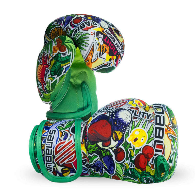 [AUSTRALIA] - Sanabul Sticker Bomb Kids Boxing Kickboxing Training Gloves 6 OZ DINO JUNGLE 