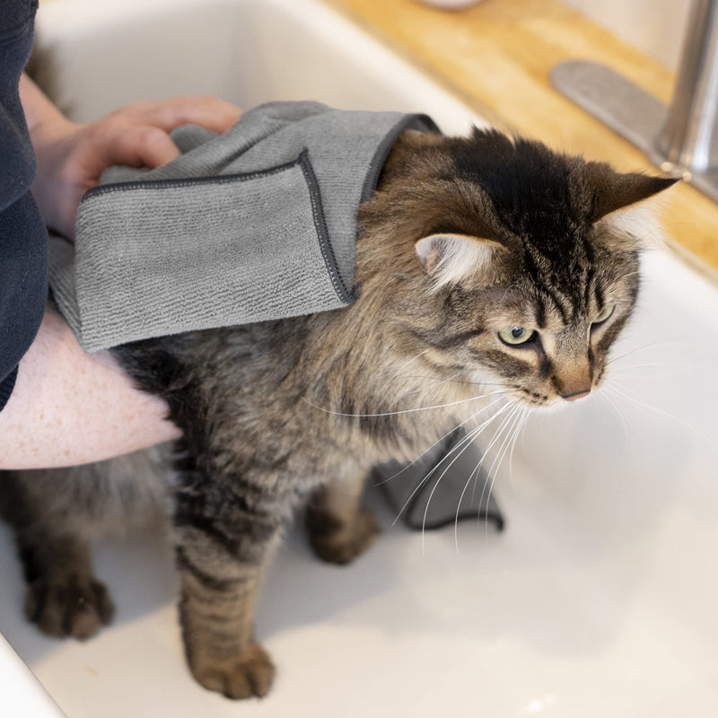 Ritz 82351 Embroidered Microfiber Pet Towel, Small, 3 Pieces, Paw Spa Grey Small (Pack of 3) - BeesActive Australia