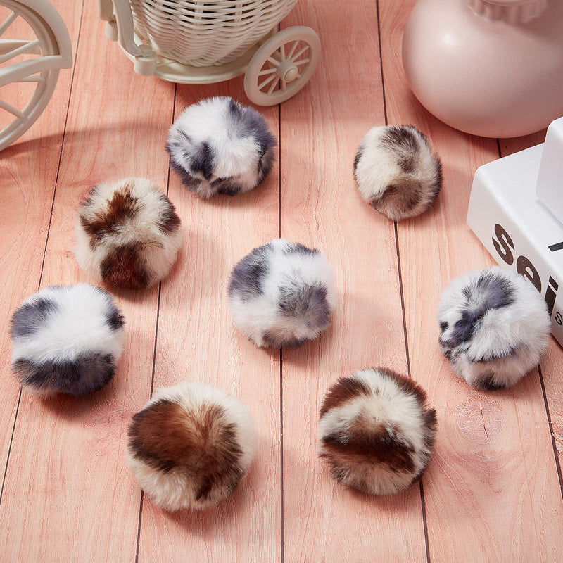 8 Pieces Large Plush Soft Ball Cat Faux Fur Patch Puff Pom Balls Cat Toy with Catnip for Playing with Your Cats,2 Inches Zebra and Leopard Style - BeesActive Australia