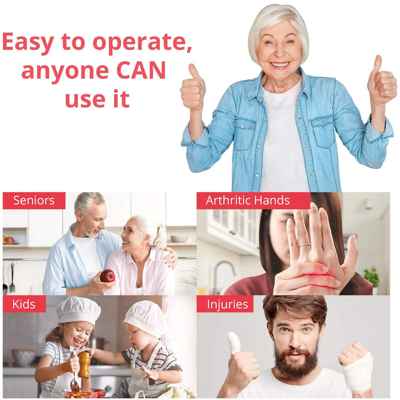 Kitchen Mama Auto Electric Can Opener: Open Your Cans with A Simple Push of Button - Automatic, Hands Free, Smooth Edge, Food-Safe, Battery Operated, YES YOU CAN (Red) Red - BeesActive Australia