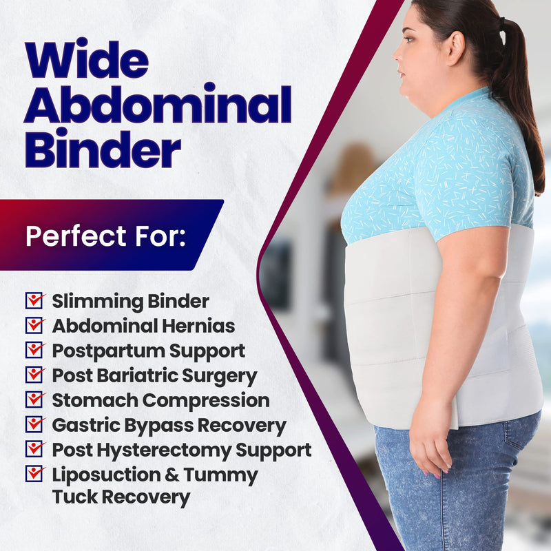 Armstrong Amerika Wide Abdominal Binder Belly Wrap – Plus Size Postpartum Tummy Tuck Belt Provides Slimming Bariatric Stomach Compression or to Help Hernia or Post Surgery Healing & Support (XXL) XXL (Pack of 1) - BeesActive Australia