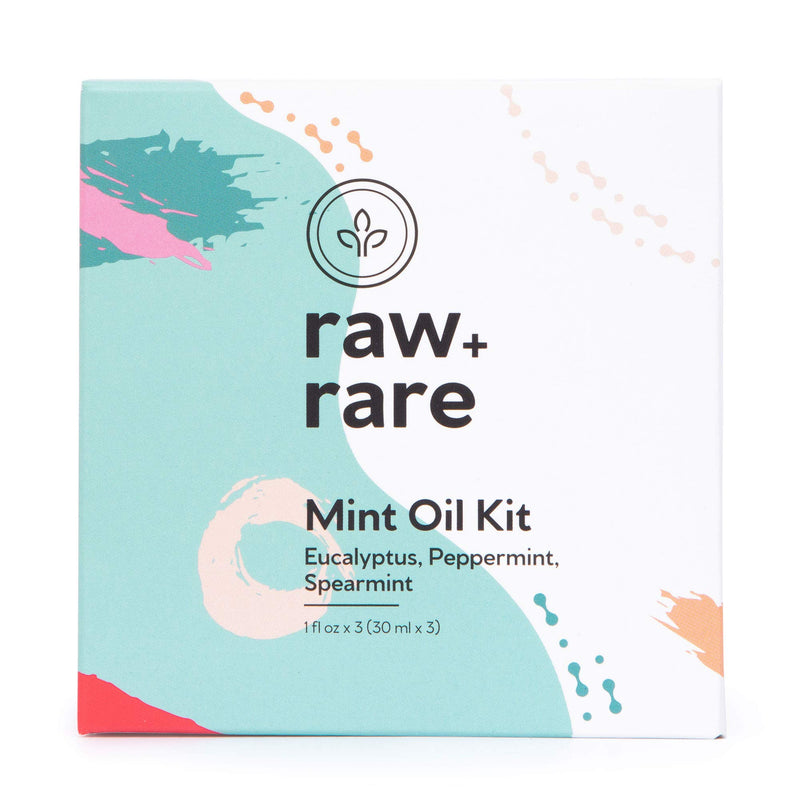 Mint Oils Kit - Peppermint Essential Oil, Eucalyptus Essential Oil and Spearmint Essential Oil For Diffuser Aromatherapy 1 oz Each Bottle by Raw Plus Rare - BeesActive Australia