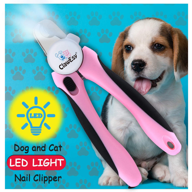 CLAWESY LED Dog Nail Clippers, Cat Nail Clippers, Dog Clippers, Quick Finder Dog Nail Clippers, Cat Nail Clippers with Safety Guard, Dog Nail Clippers with Light, Cat Nail Clippers pink - BeesActive Australia