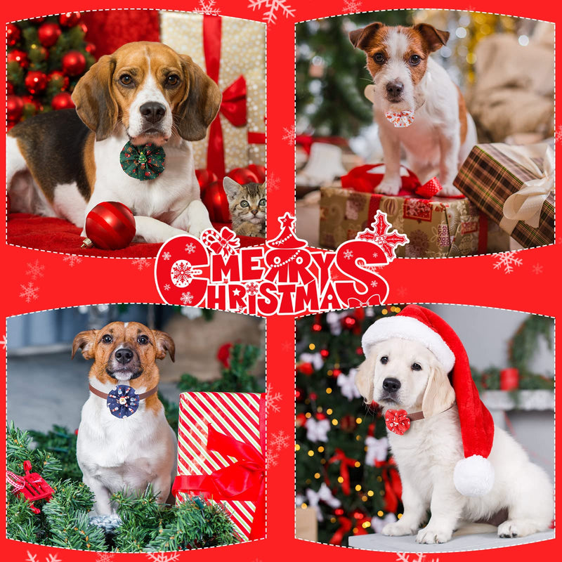 80 Pieces Christmas Dog Collar Charms Xmas Dog Bows Collar Christmas Collar Bow Ties for Small Medium Large Dogs Cats Rabbit Collar Flower Bows Christmas Holiday Party Decoration Costume Supplies - BeesActive Australia