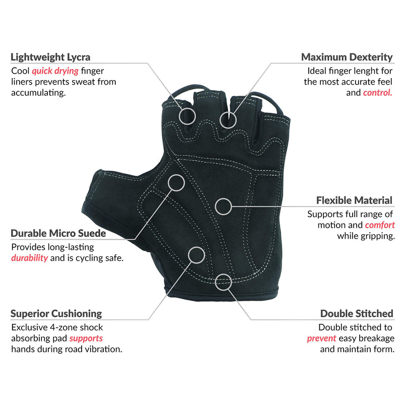 LuxoBike Cycling Gloves Bicycle Gloves Bicycling Gloves Mountain Bike Gloves – Anti Slip Shock Absorbing Padded Breathable Half Finger Short Sports Gloves Accessories for Men/Women Black 100 - Half Finger Small - BeesActive Australia