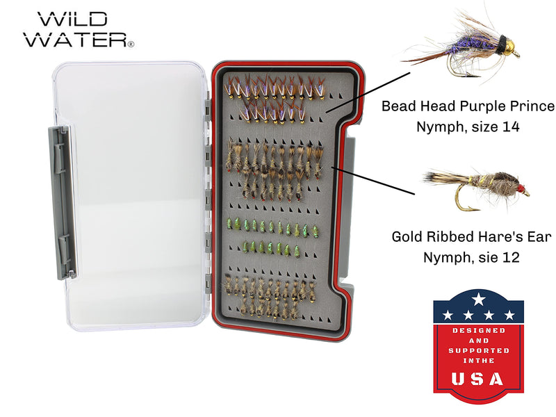 Wild Water Fly Fishing Nymph Assortment, 72 Flies with Small Thin Fly Box for Trout, Panfish, Crappie, Sunfish - BeesActive Australia