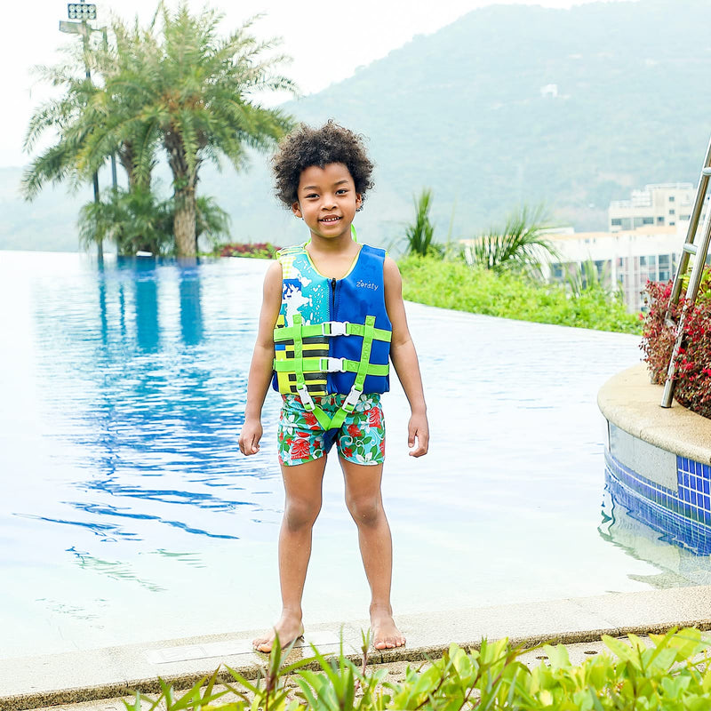 Zeraty Kids Swim Vest Life Jacket Flotation Swimming Aid for Toddlers with Adjustable Safety Strap Age 1-9 Years/22-50Lbs Blue M(Age Recommend 4-6 Years) - BeesActive Australia