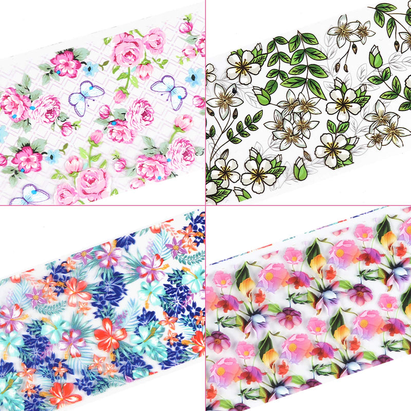 Flowers Nail Foils Transfer Nail Stickers 10 Sheets Retro Small Beauty Floral Flower Rose Design For Acrylic Nail Supplies DIY Wraps Manicure Tips Charms Nail Decorations - BeesActive Australia