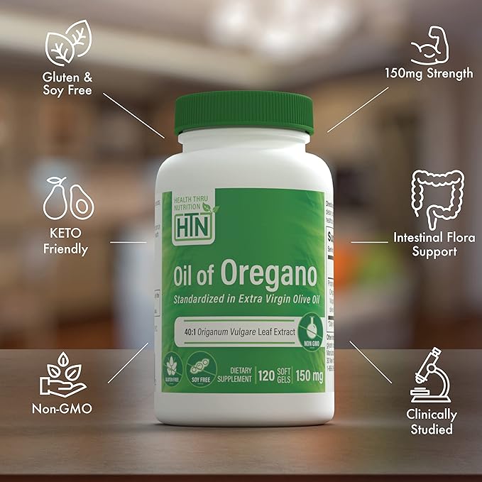 Health Thru Nutrition Oregano Oil No GMO Mini Soft Gel 120 Count - BeesActive Australia