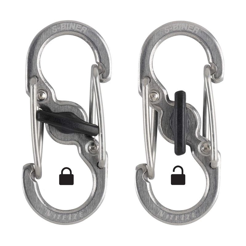 Nite Ize S-Biner MicroLock, Locking Key Holder, Stainless-Steel 2-Pack - BeesActive Australia