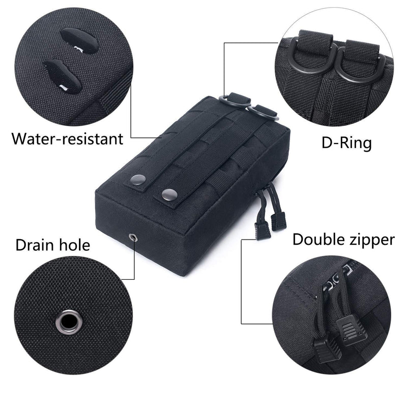 [AUSTRALIA] - Tacticool 2 Pack Molle Pouches - Tactical Compact Water-Resistant EDC Pouch 2 Pack-Black 