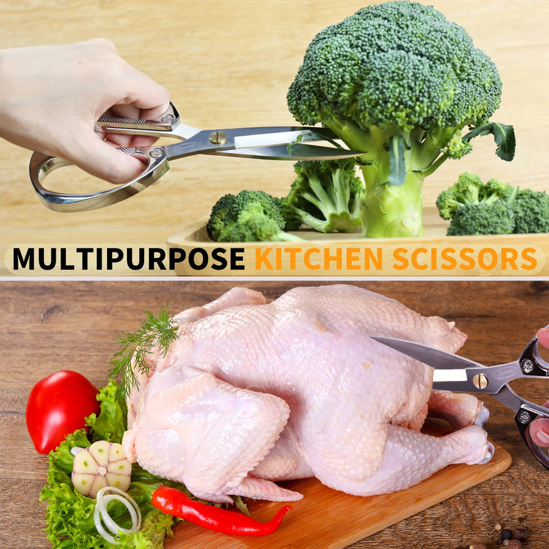 Newness Kitchen Shears, Stainless Steel Duty Kitchen Shears for Chicken, Beefs, Poultry, Fish, Meat, Vegetables, Stainless Steel Scissors with Non-Slip Easy Grip Handles for House Daily Use - BeesActive Australia