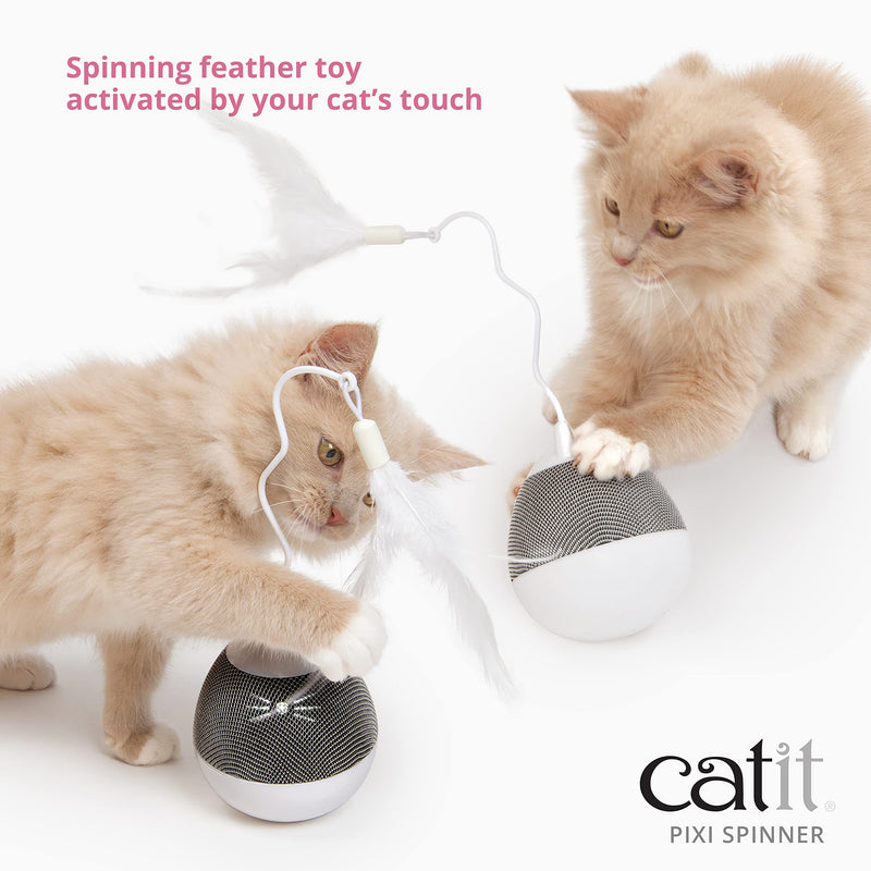 Catit PIXI Spinner, Treat Dispensing Cat Toy, Silver - BeesActive Australia
