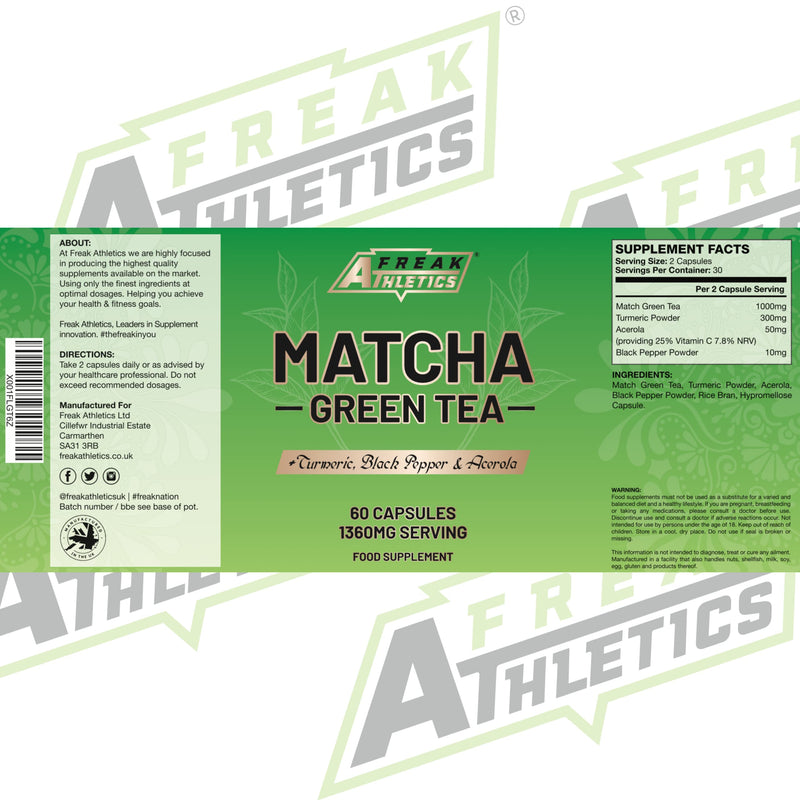 Matcha Green Tea 60 Capsules - Matcha Green Tea Tablets - Boosted with Turmeric, Acerola Cherry & Black Pepper - BeesActive Australia