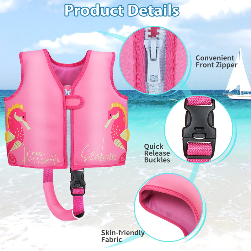 OldPAPA Kids Swim Vest-Floaties for Toddlers Swim Learning and Training-Neoprene Swimwear with Extra Strap-Suitable for Children 20-50 lbs Pink M(3-6 Year) - BeesActive Australia
