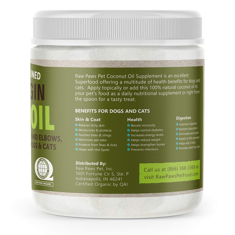 Raw Paws Organic Coconut Oil for Dogs & Cats, 16-oz - Treatment for Itchy Skin, Dry Nose, Paws, Elbows, Hot Spot Lotion for Dogs, Natural Hairball Remedy for Dogs & Cats - BeesActive Australia