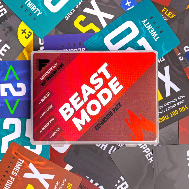 FastFit Beast Mode HIIT Training Game - Expansion Pack Home Exercise & Workout Cards for Men & Women - 120 Cards with Advanced Movements, Higher Reps and Wildcards - Fitness Trainers for Women & Men - BeesActive Australia