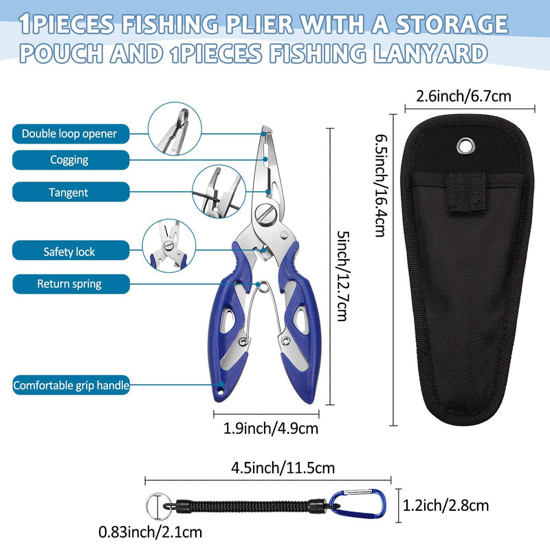 Skylety Fishing Tackle Tools 200 Pieces Split Fishing Rings with Plastic Box, 100 Pieces Treble Hooks Kit with Plastic Box, 1 Piece Lure Tackle Connector Fishing Plier and 1 Piece Fishing Lanyard - BeesActive Australia