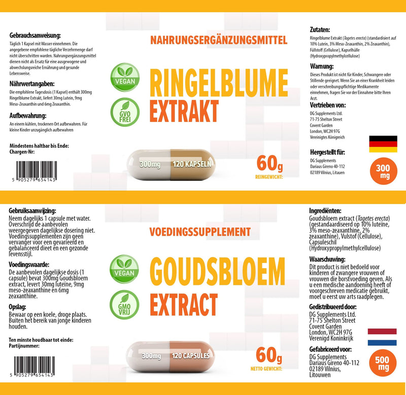 Lutein 30mg Meso-zeaxanthin 9mg Zeaxanthin 6mg Complex Macu Eye Supplement from Marigold Extract 120 Vegan Capsules 300mg, Certificate of Analysis by AGROLAB Germany, High Strength Supplement - BeesActive Australia