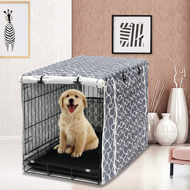 Pethiy Dog Crate Cover Durable Polyester Pet Kennel Cover Universal Fit for Wire Dog Crate - Fits Most 24-48 inch Dog Crates-Cover only 36-Inch Grey - BeesActive Australia