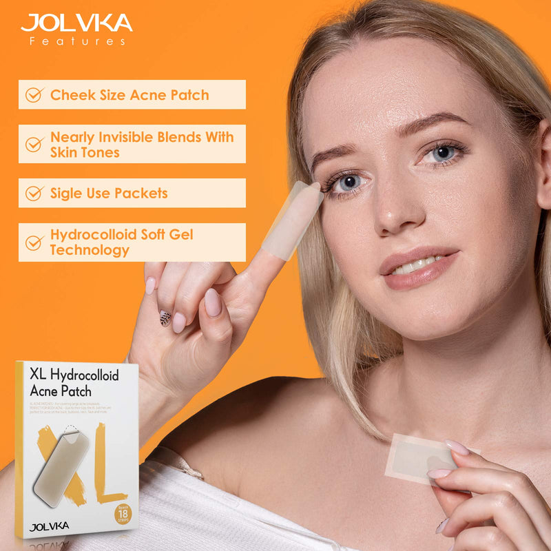 JOLVKA Large Pimple Patch,18 Strips (XL), Hydrocolloid Blemishes Patch Spot Dots, Pimple Stickers 18 Count (Pack of 1) - BeesActive Australia