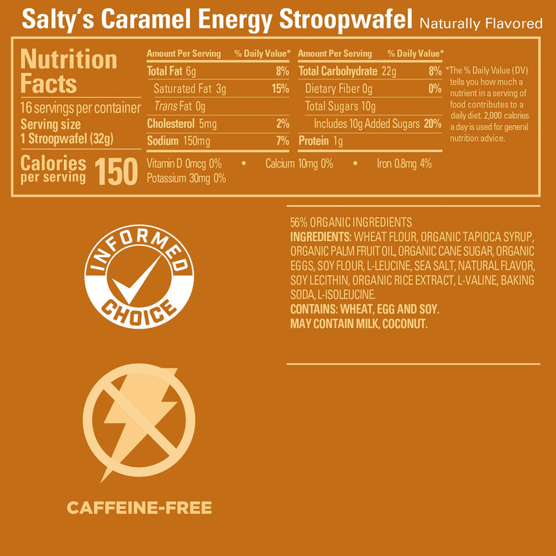 GU Energy Stroopwafel Sports Nutrition Waffle, Salty's Caramel, 1.1 Ounce (Pack of 16) - BeesActive Australia