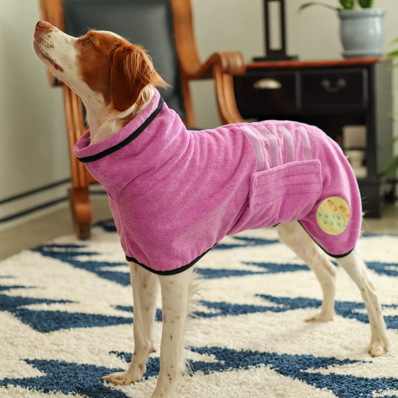 Troop Trot - Dog Bathrobe - Dog Towels for Drying Dogs - Super Absorbent Pet Bathrobe - Premium Dog Robes for After Bath - Quick Drying Microfiber Dog Towel Wrap Medium Pooch Pink - BeesActive Australia