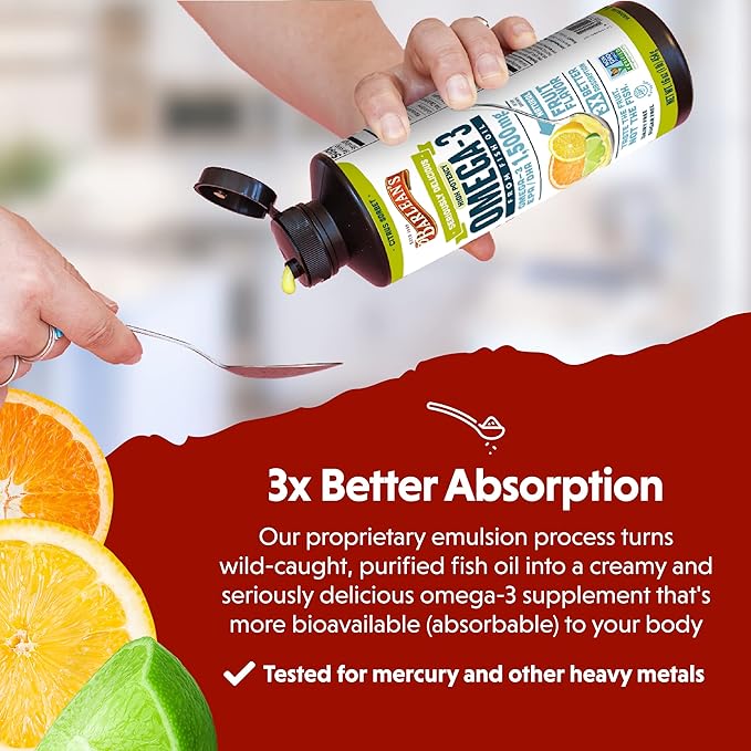 Barlean's, Seriously Delicious, Omega-3 Fish Oil, Citrus Sorbet, 16oz (454g) - BeesActive Australia