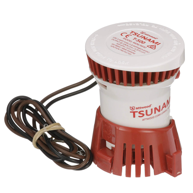 Attwood 4606-7 Tsunami T500 Bilge Pump, 500 GPH, 12-Volt, Barbed ¾-Inch Diameter Outlet, 29-Inch Wire - BeesActive Australia