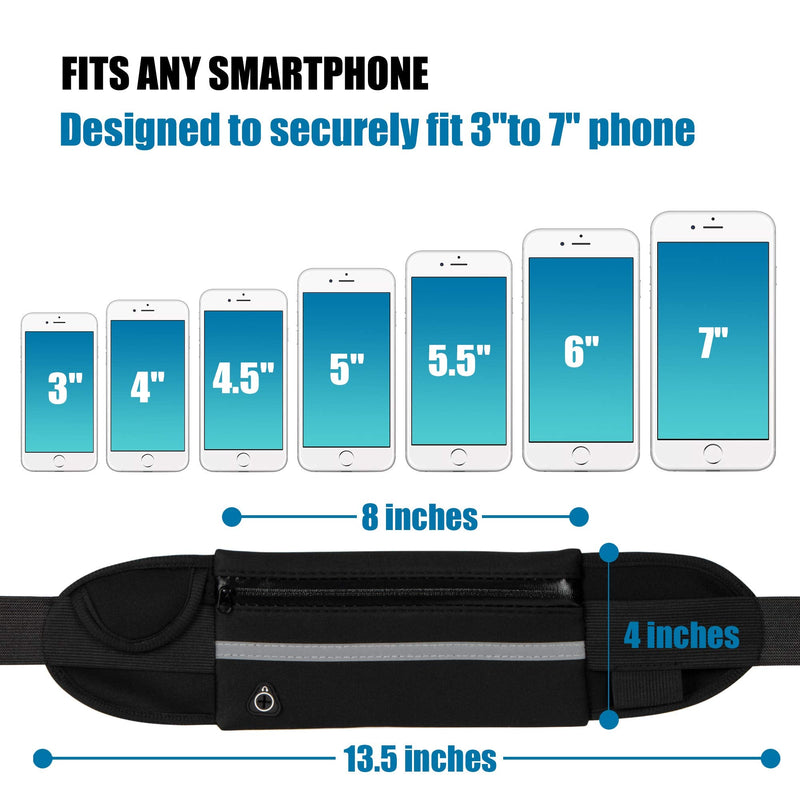 Running Belt Waist Packs,Workout Fanny Pack,Ultra Light Bounce Free Waist Pouch Fitness Workout Belt Sport Waist Pack for Women Men,Adjustable Waistband Bag for All Kinds of Phone (2 Pack-Black+Blue) 2 Pack-Black+Blue - BeesActive Australia