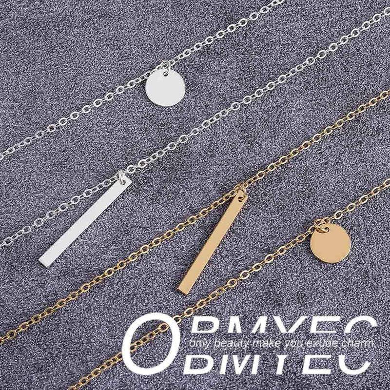 Obmyec Fashion Bar Necklaces Gold Beaded Choker Pendant Layered Neck Link Chain Long Sequins Necklace Chain Dainty Adjustable Necklace Jewelry for Women and Girls - BeesActive Australia