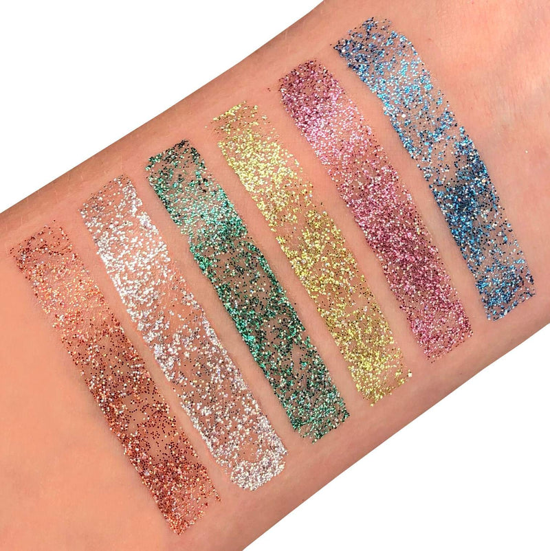 Moon Glitter Holographic Glitter Lipstick 0.17oz - Gift Set containing 6 Lipsticks - Silver, Pink, Gold, Rose Gold, Blue & Green - BeesActive Australia