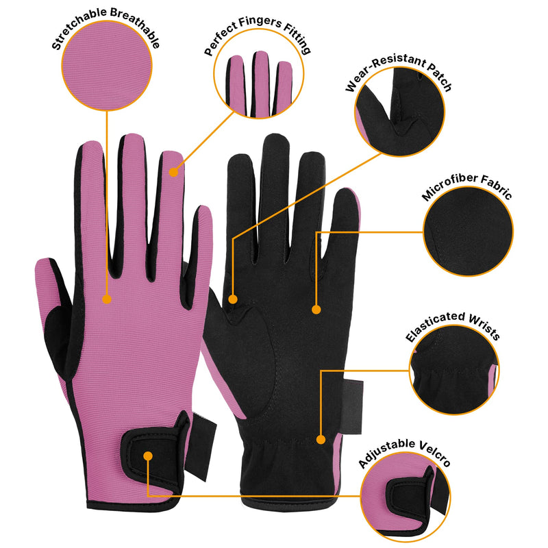 Thapower Kids Horse Riding Gloves Children Youth Equestrian Horseback Gloves for Boys & Girls Cycling Running Gardening pink M (Age 8-10) - BeesActive Australia