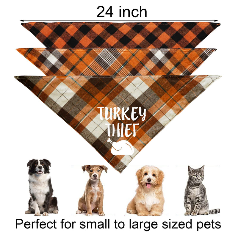 JOTFA 3 Pack Thanksgiving Day Dog Bandanas, Holiday Fall Plaid Dog Puppy Bandana Scarf Costume for Small Medium Large Dogs Pets Multiple Thanksgiving - BeesActive Australia